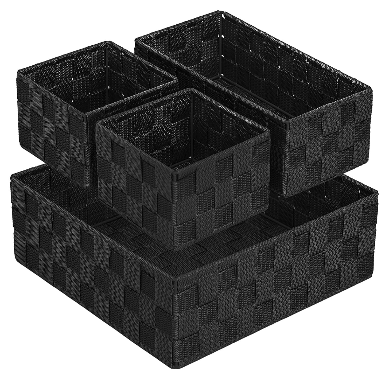 Small Black Baskets Cube Bin Container Tote,Woven Storage Baskets for Organiz…