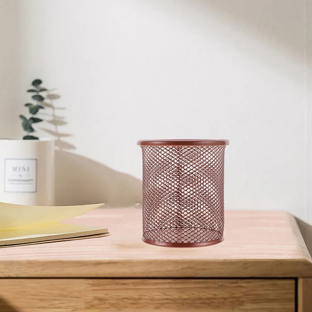 2Pcs Mesh Pen Holder Pencil Cup Storage Organizer Metal Desktop Pen Container Of
