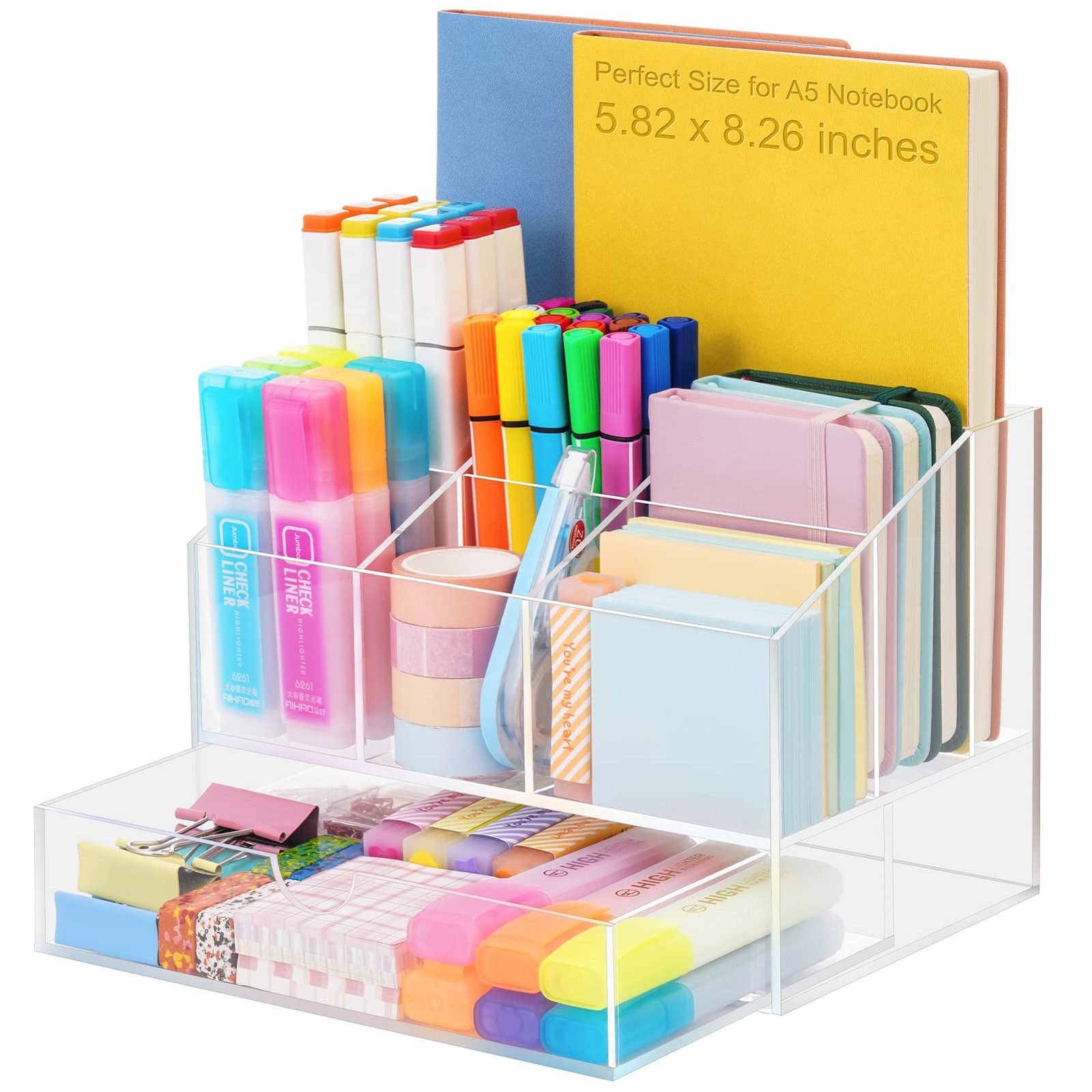 VITVITI Acrylic Desk Organizer, Upgraded Clear Pencil Organizer for CLEAR A