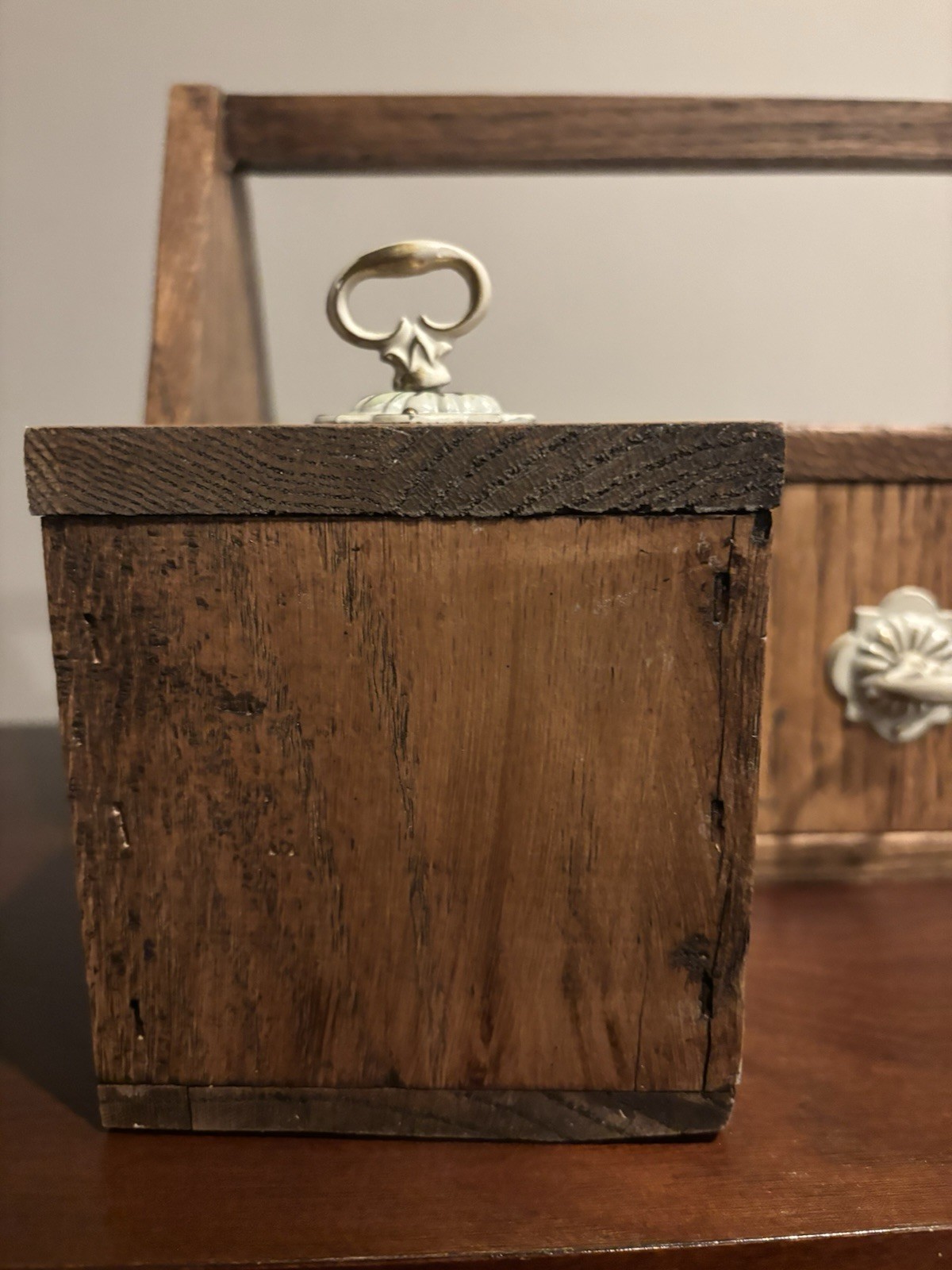 3 Drawer Wooden Desk Organizer Vintage Style Rustic Wood Desktop Cubby Handled