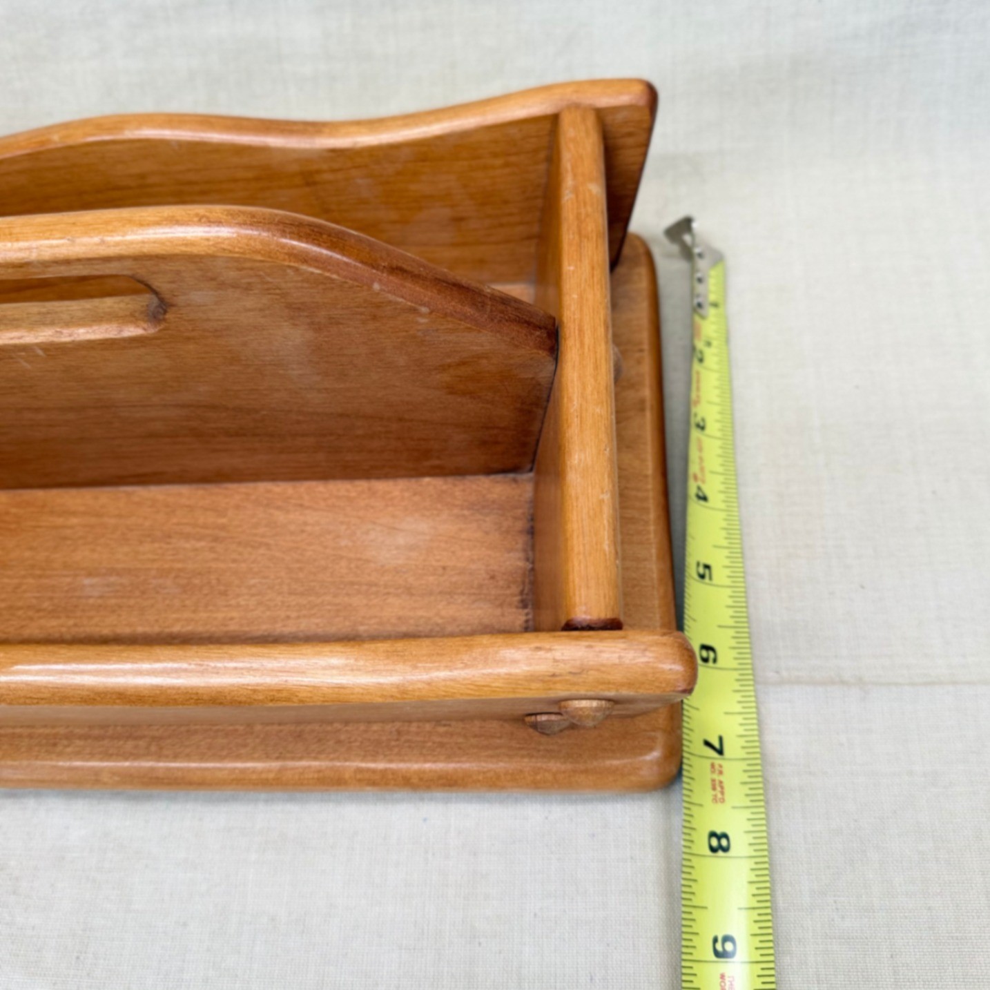 Vintage Wooden Mail Organizer Desktop Entryway Catchall Office Storage
