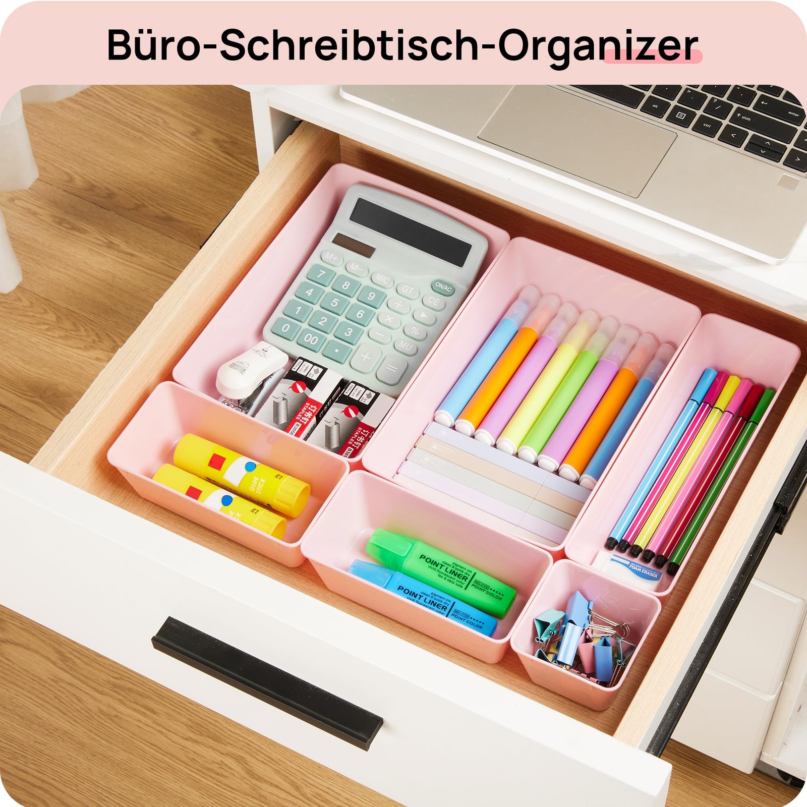 Vtopmart 25 PCS Plastic Drawer Organizers Set, 4-Size Versatile Bathroom Pink