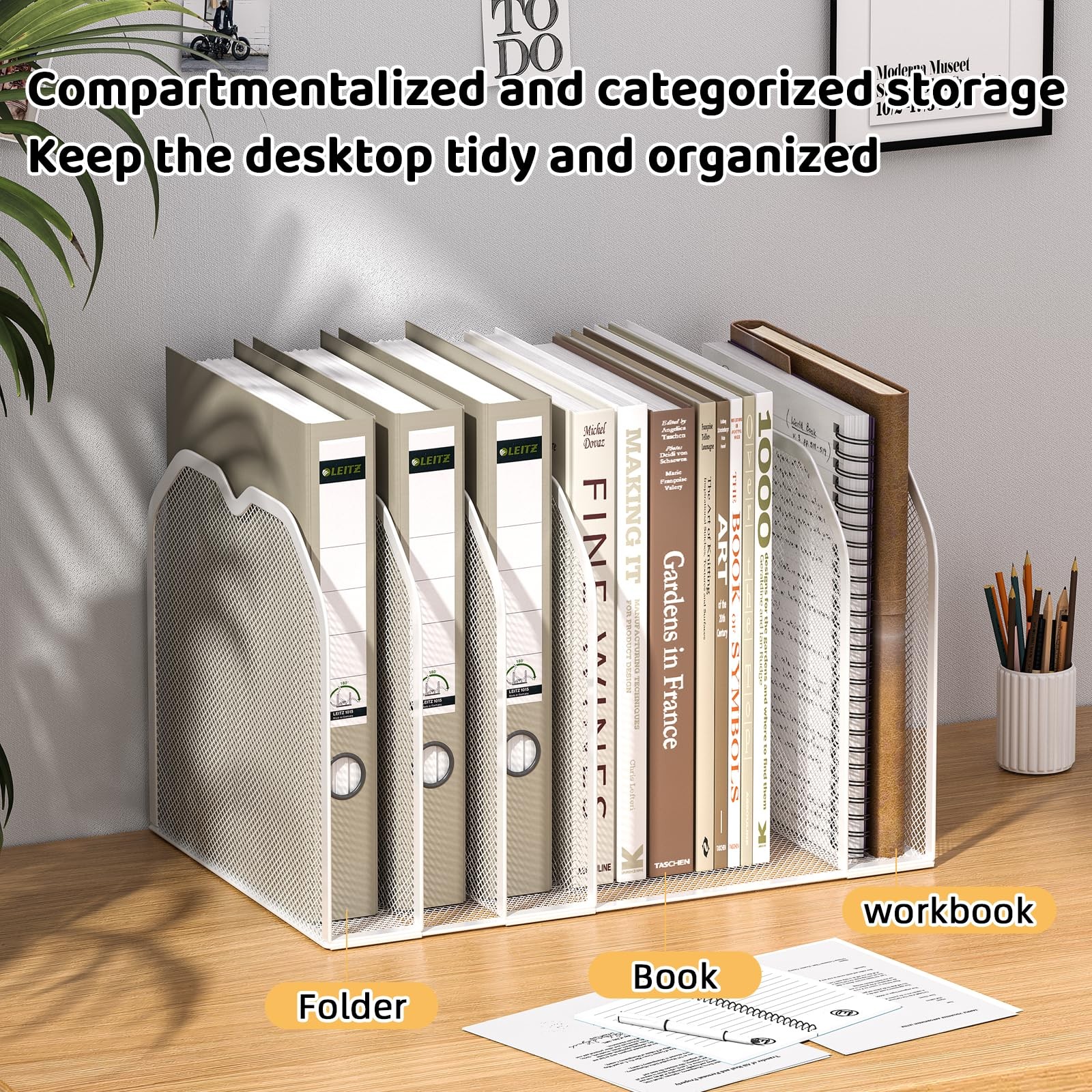 Vertical File Folder Organizer Desk Metal Desktop Rack Letter A4 7 Section