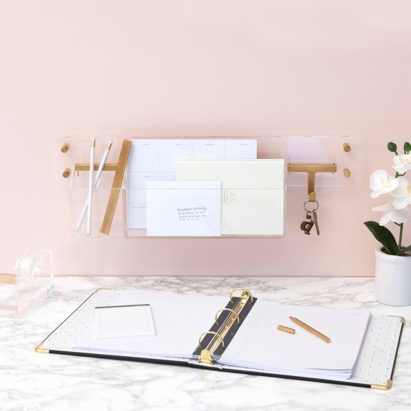 Acrylic Rail: Clear Desk Organizer for Office Supplies, 24" Wide