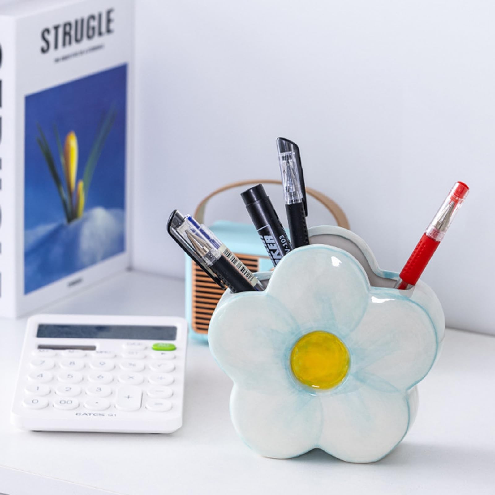 Purple Pencil Holder Pen Holder Office Desk Aesthetic Cute Flower Home Decor …