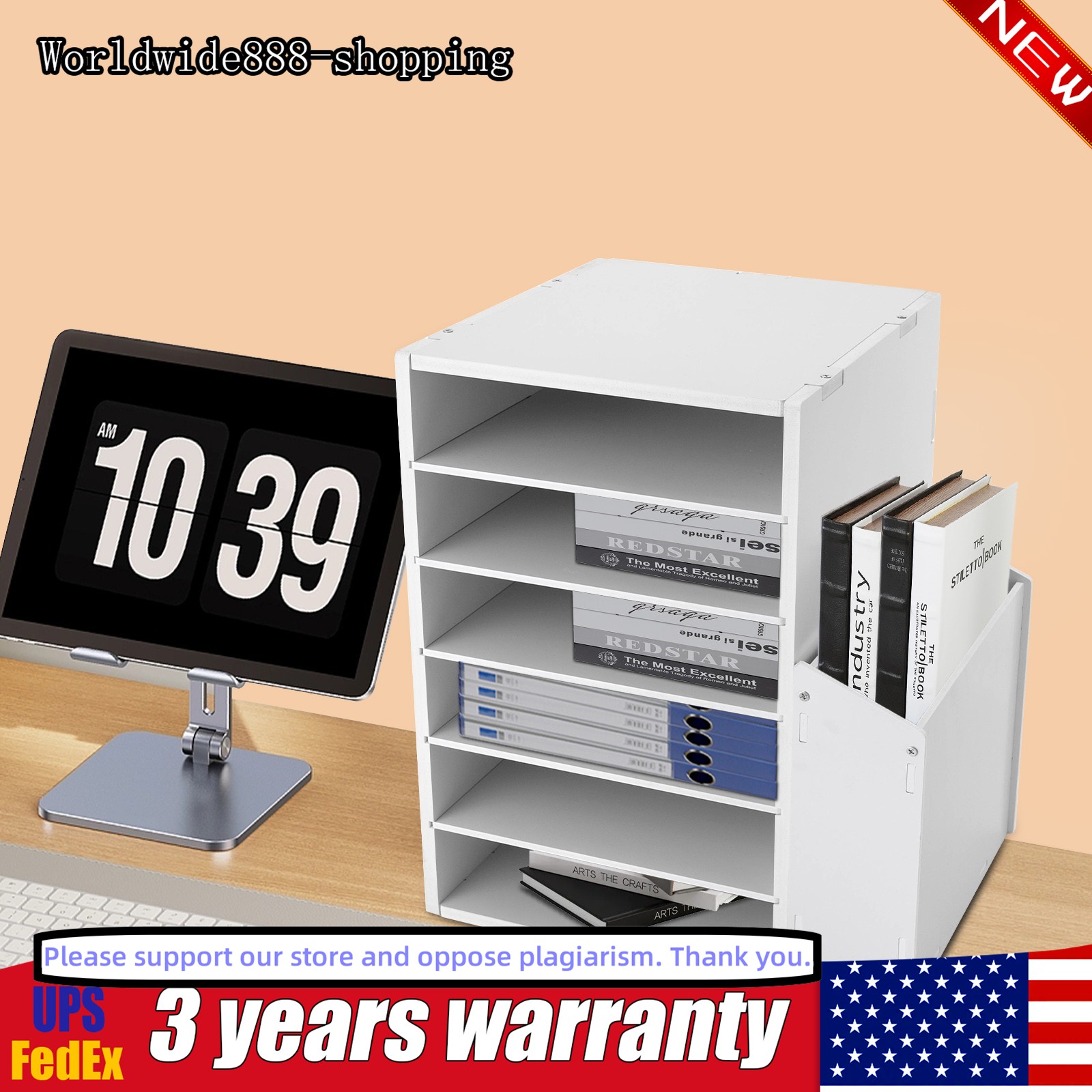 File Organizer PVC Board Letter Desktop Document Folder Office Tray Holder 6Tier