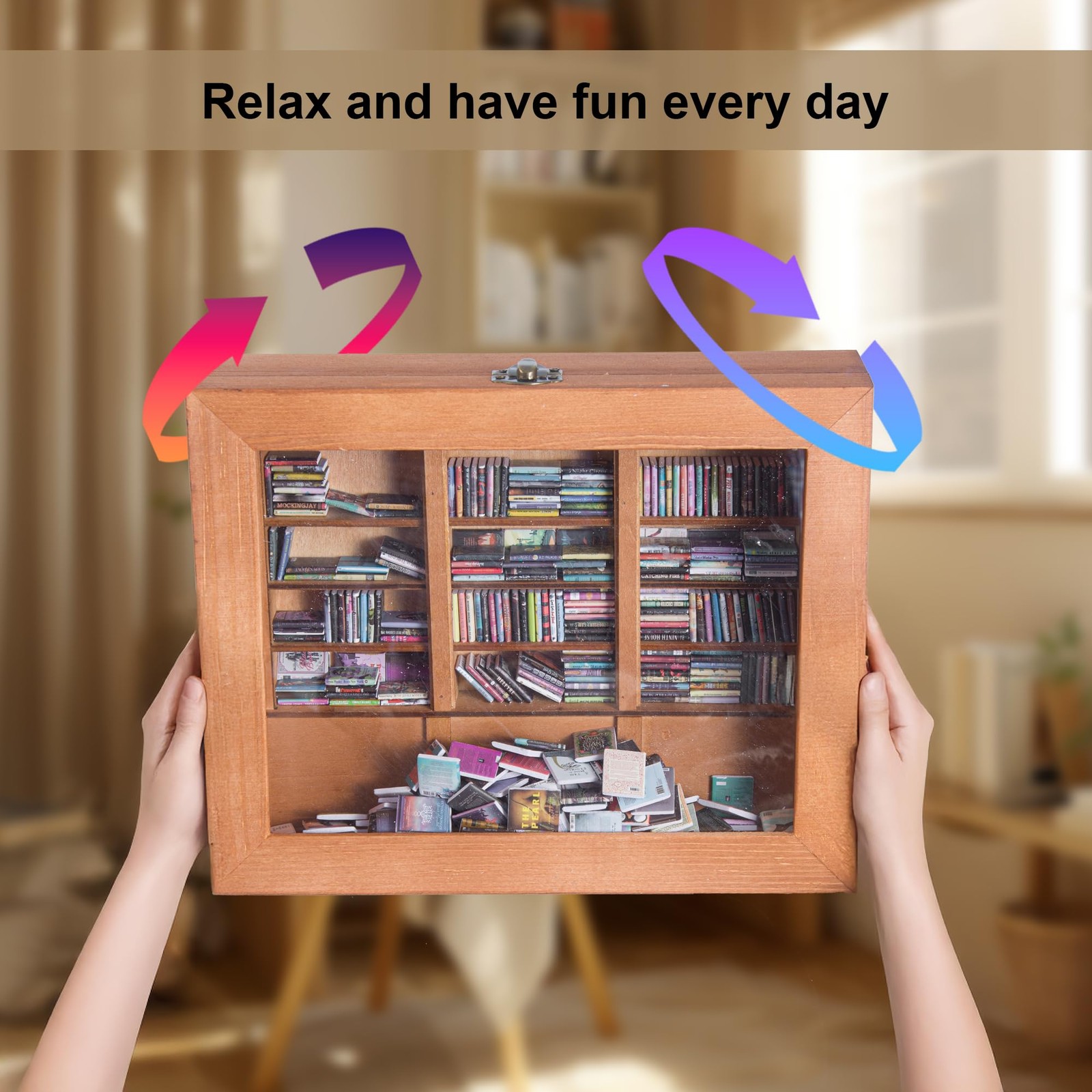 Anxiety Bookshelf Mini Books with 340 Minibooks Portable Bookshelf,-Booksshel…