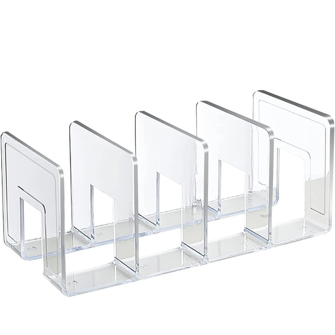 Clear Acrylic File Sorter Purse Organizer Handbag Holder 4 Sections Divider