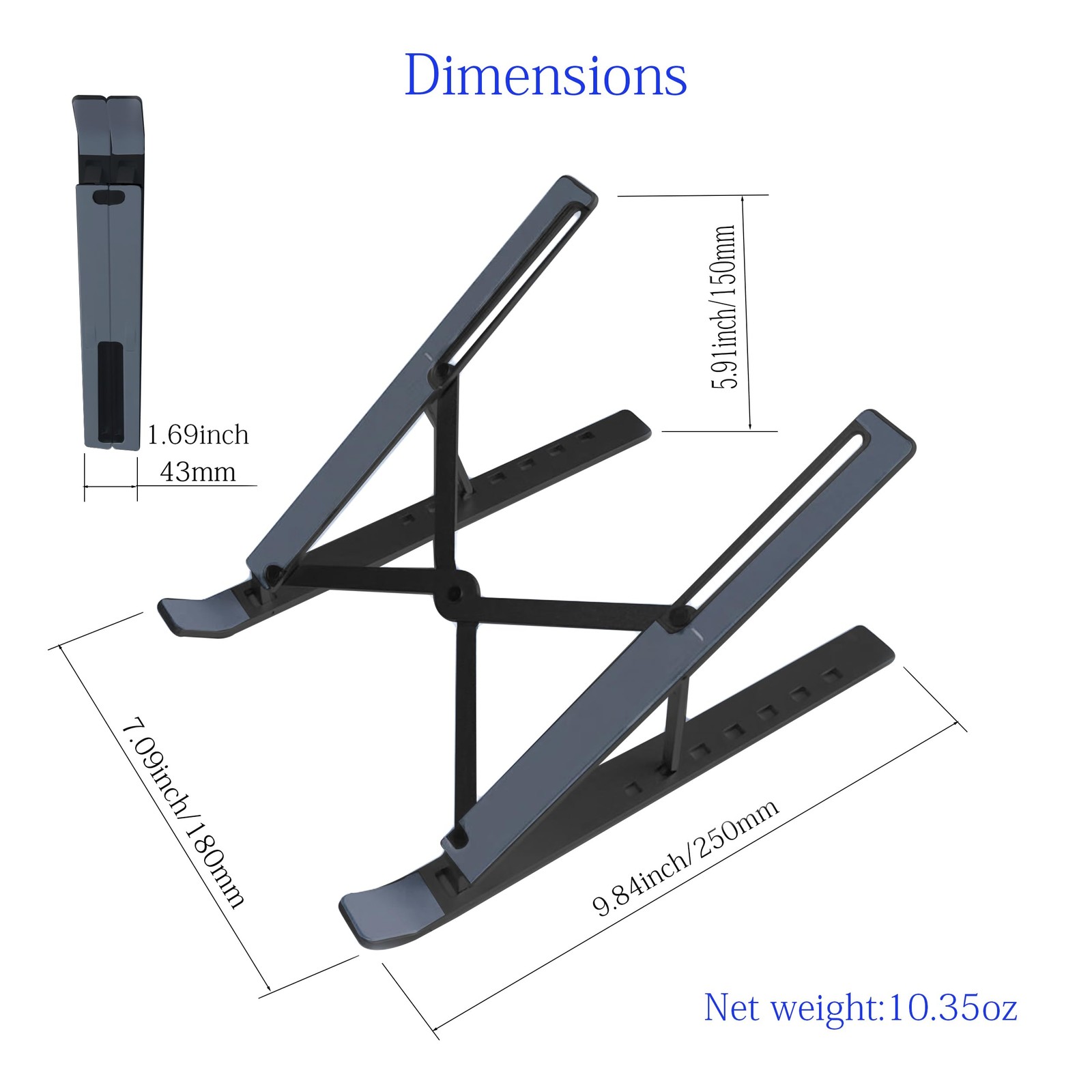 Aluminum Alloy Not ABS Notebook Stand,Portable All Silicone Laptop Black