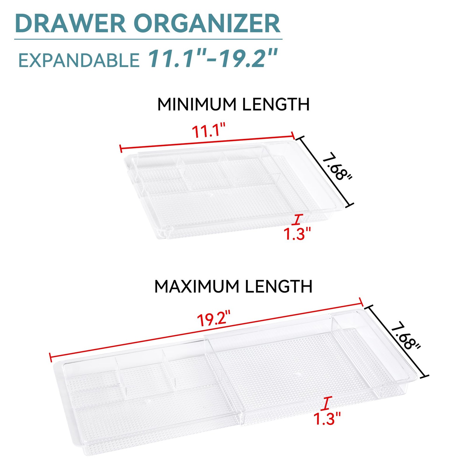 Oubonun Expandable Drawer Organizer 11.1 To 19.2 Width Shallow Cosmetic