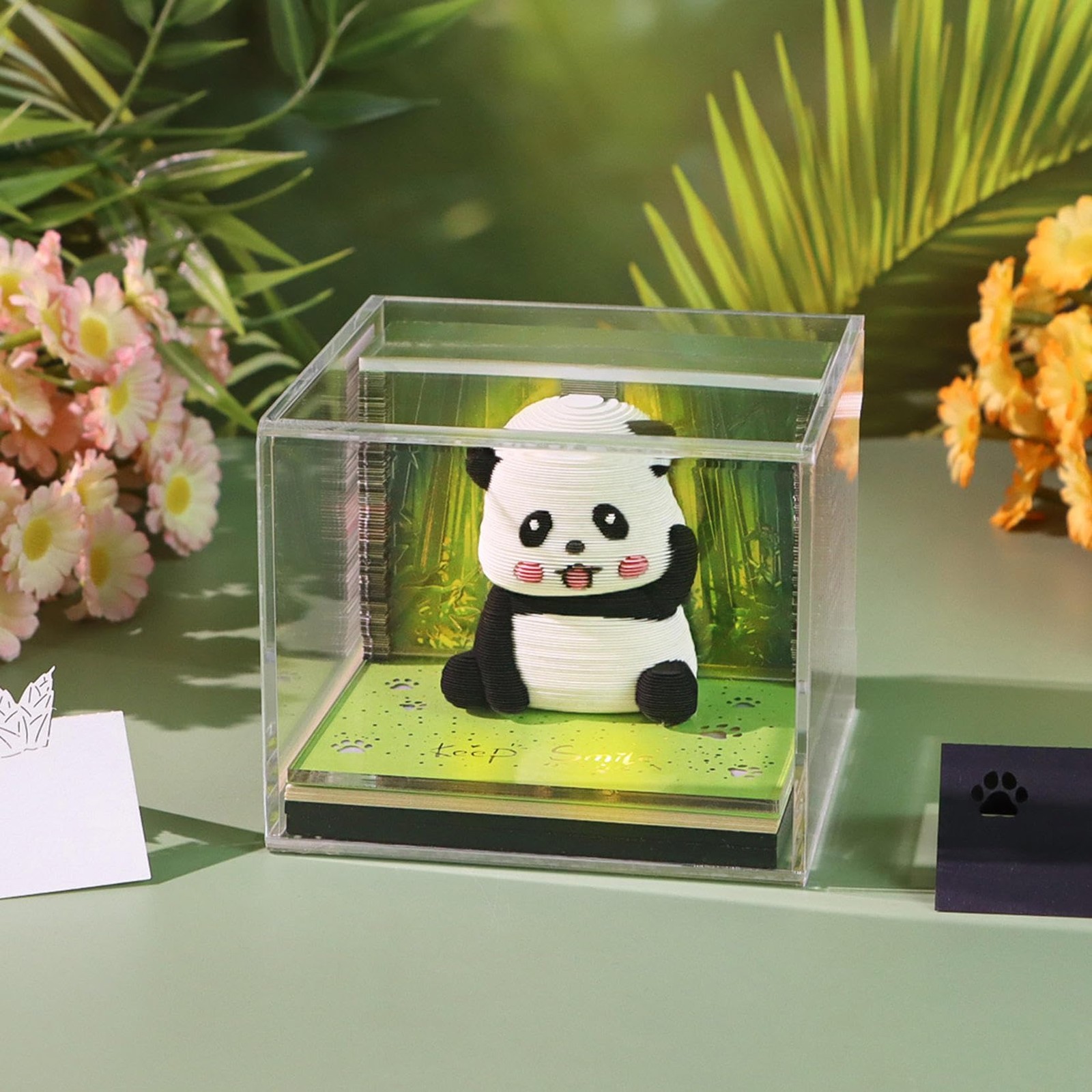 LeatherleafWorth 3D Timepiece Calendar 2026 Paper Art Memo Pad with LED Panda
