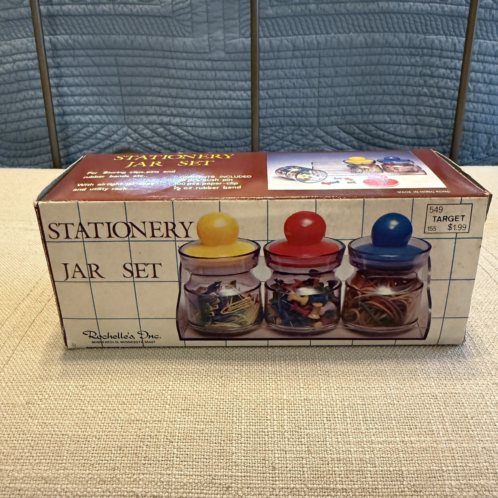 VTG 90s Plastic Desk Organizer Storage Jars Set Colorful Paperclips Office NEW