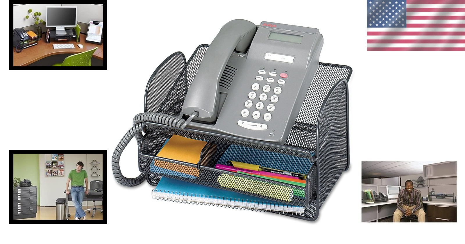 Durable Black Steel Mesh Desk Organizer with Adjustable Drawer for Smooth Access