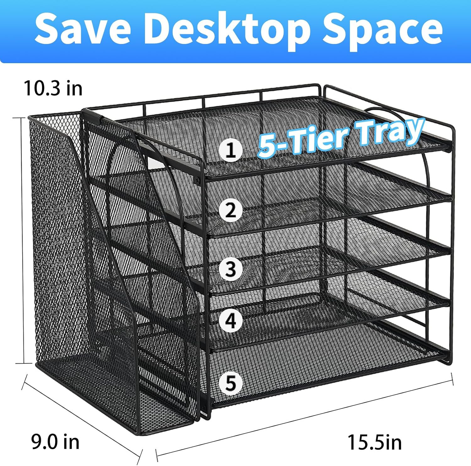 Desk Organizers and Accessories, 5-Tier Paper Organizer Letter Tray with Magazin