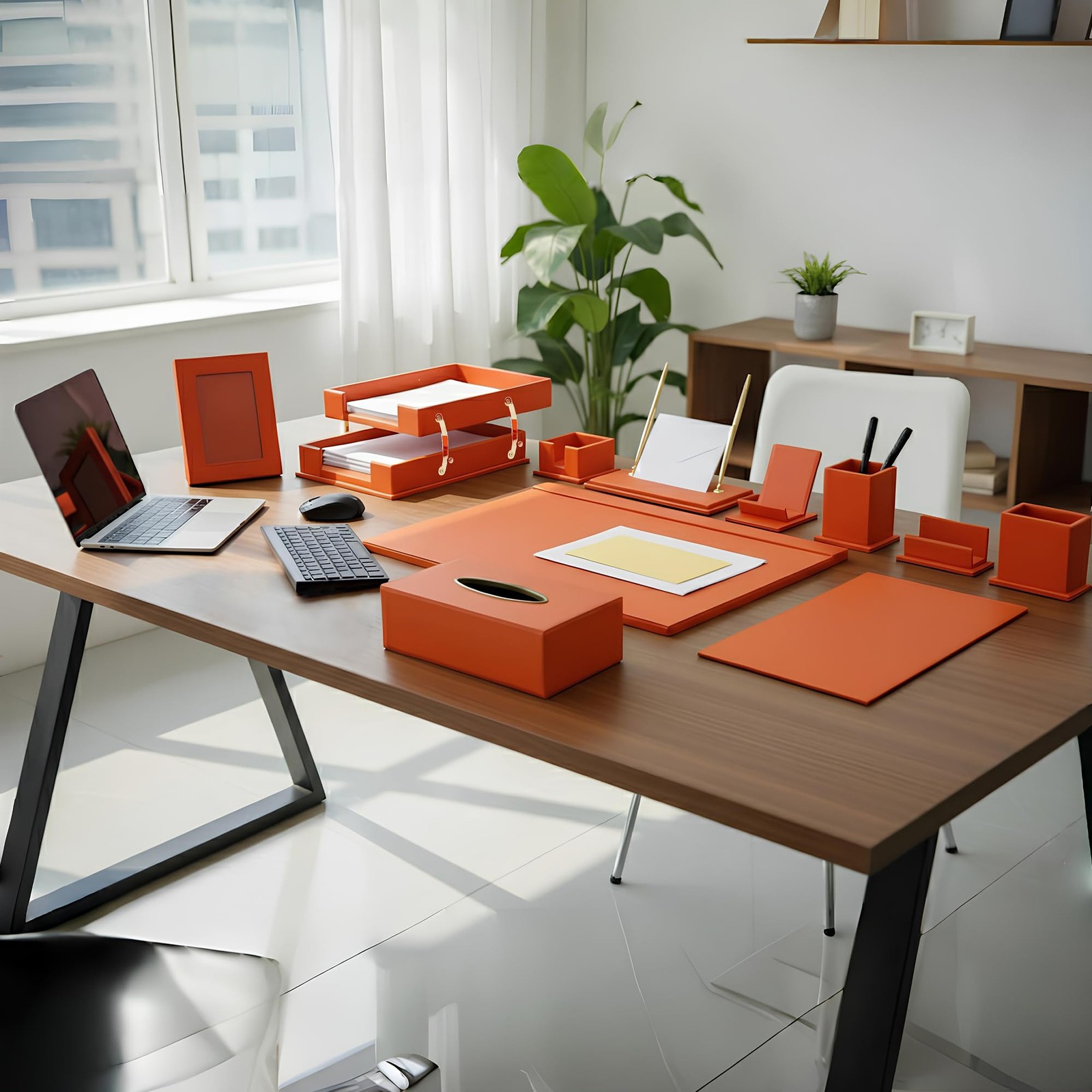 Luxury Executive Leather Desk Organizer Set –15-Piece Office Desk Accessories…