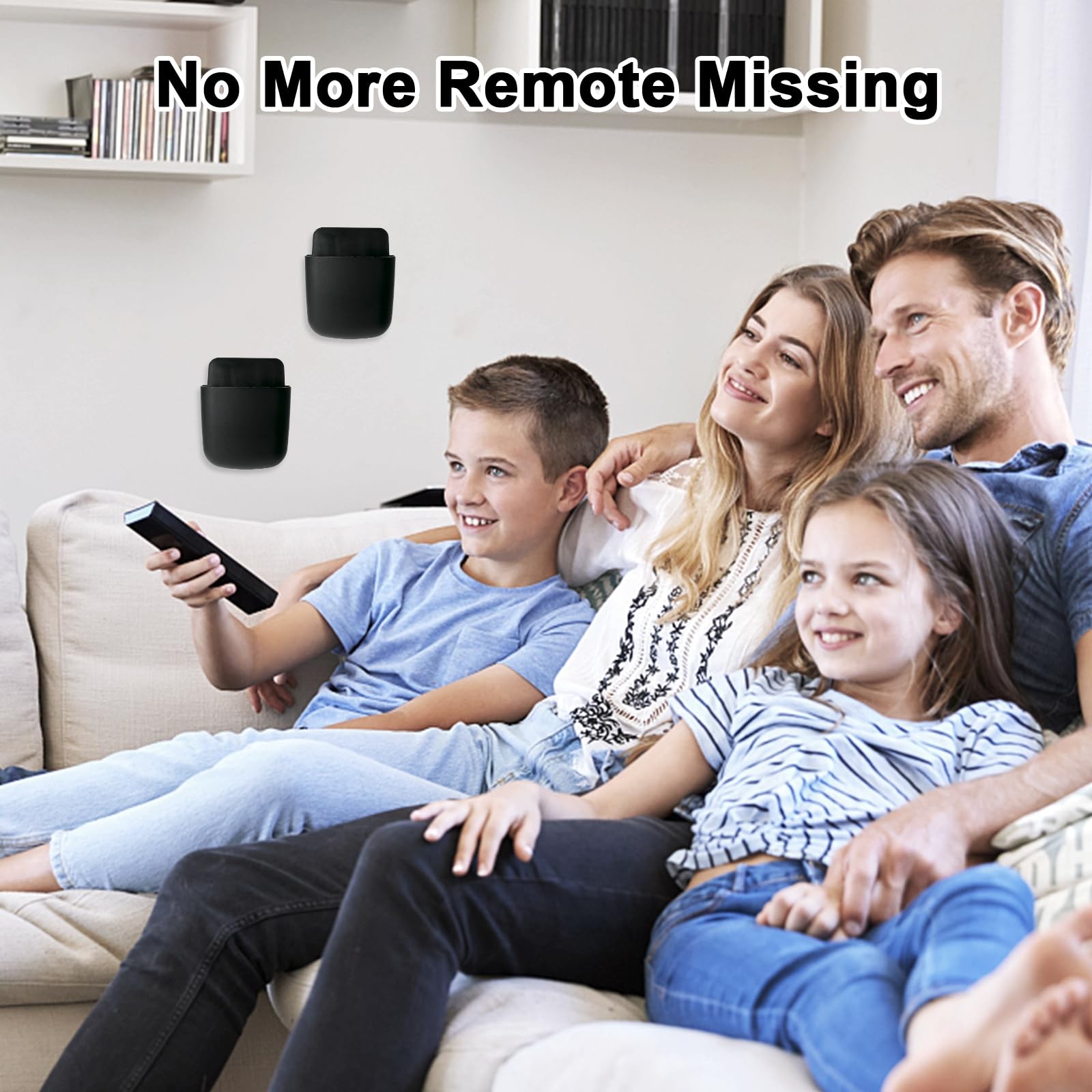 Wall Mount Charging Phone Holder Remote Control Storage Box, 3 Pack – Black