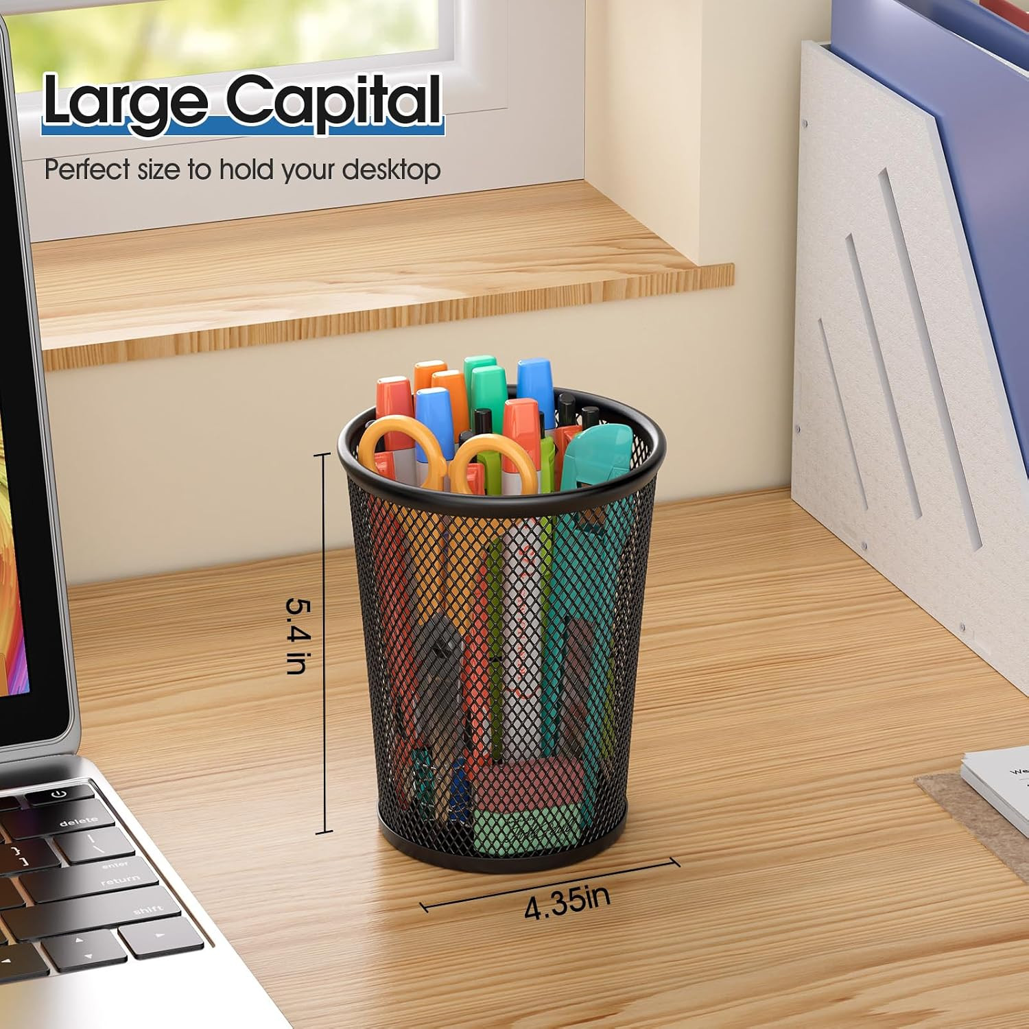 Pen Holder for Desk 2 Pack, Mesh Metal, 5.4’’, Makeup Brush Holders | Desk Organ
