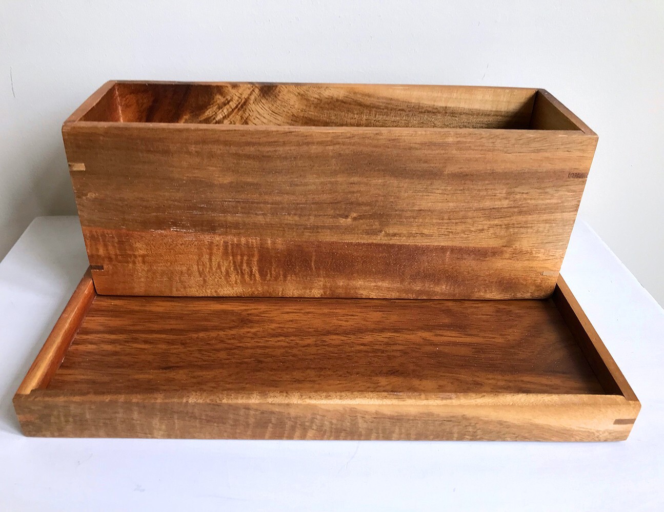 4 Piece Solid Wood Desk Organizer for Storage, Farmhouse Rustic Cottage Decor