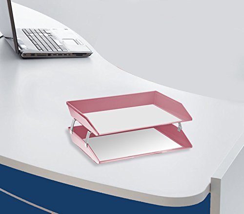 Acrimet Facility 2 Tiers Double Letter Tray Solid Pink Color