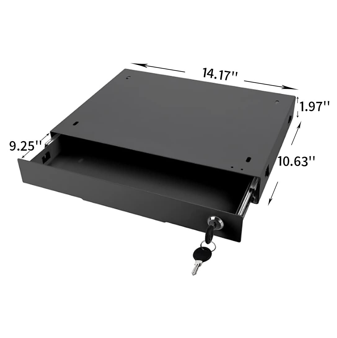 14 inch Slim Under Desk Pull-Out Storage Office Mounted Sliding Metal Drawer …