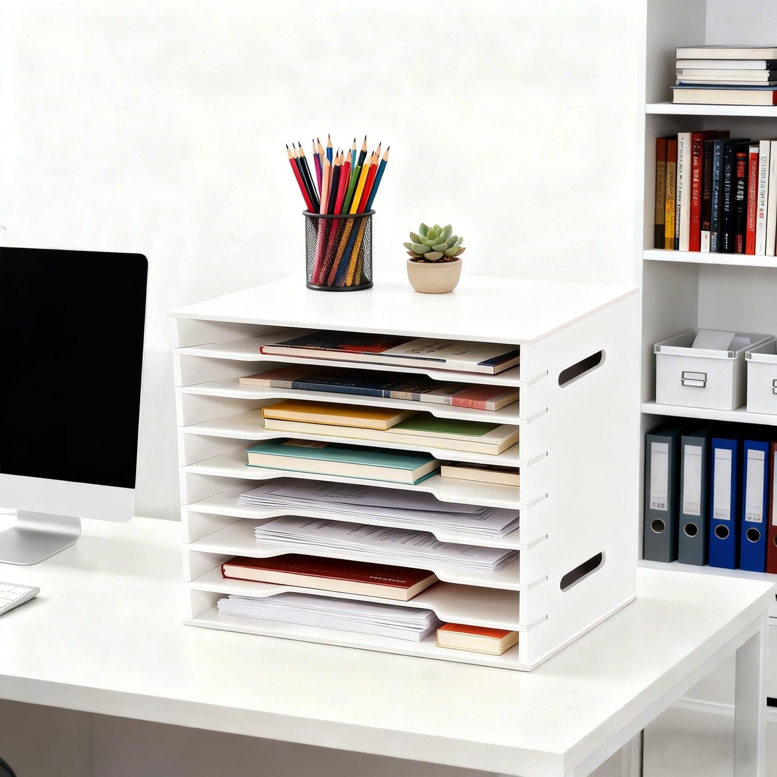16″x20″ Paper Organizer Storage for Desk, 8 Tier Construction File Organizer …