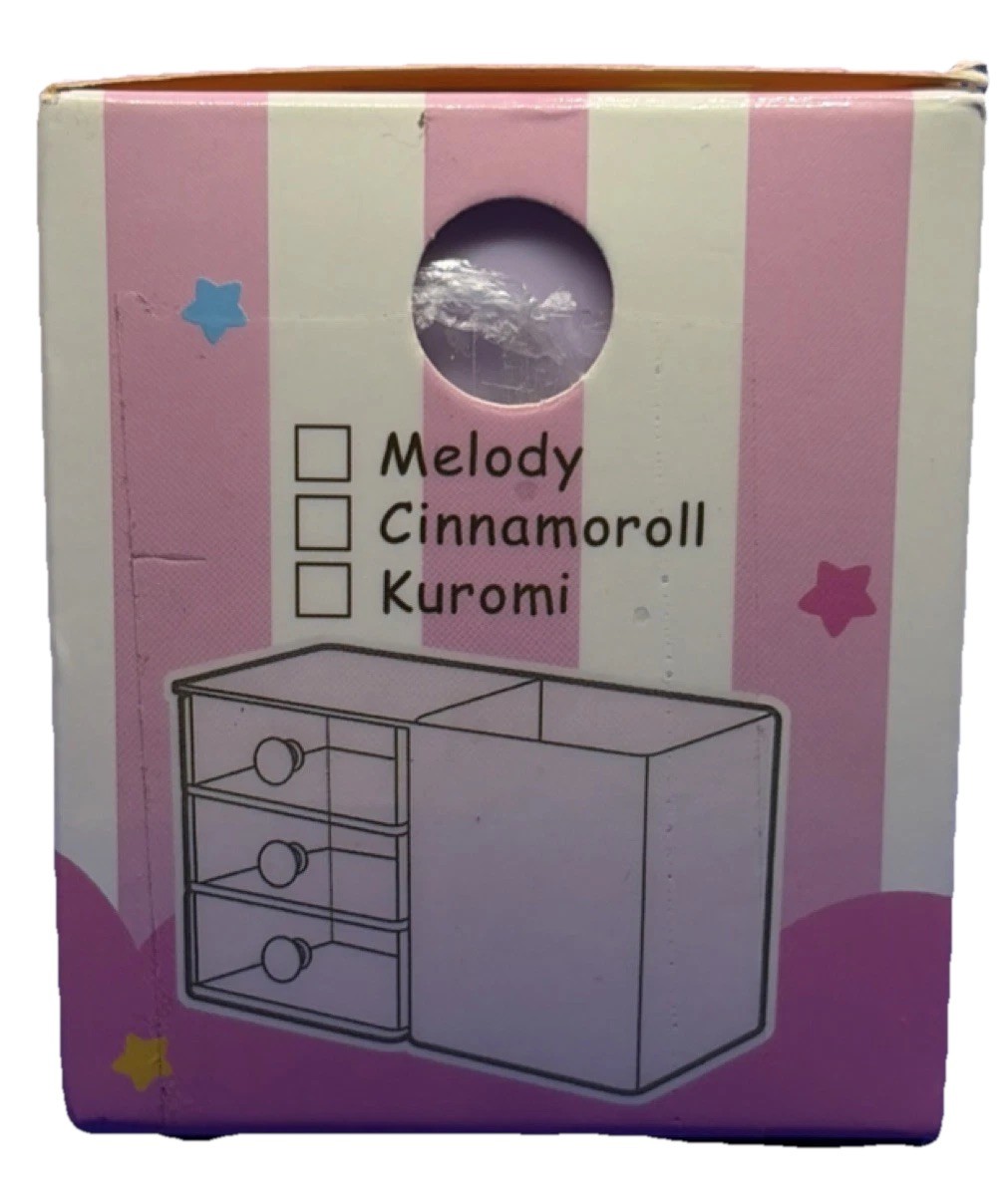 Sanrio Kuromi Desktop Organizer Plastic 3 Drawers Purple Stationery Holder