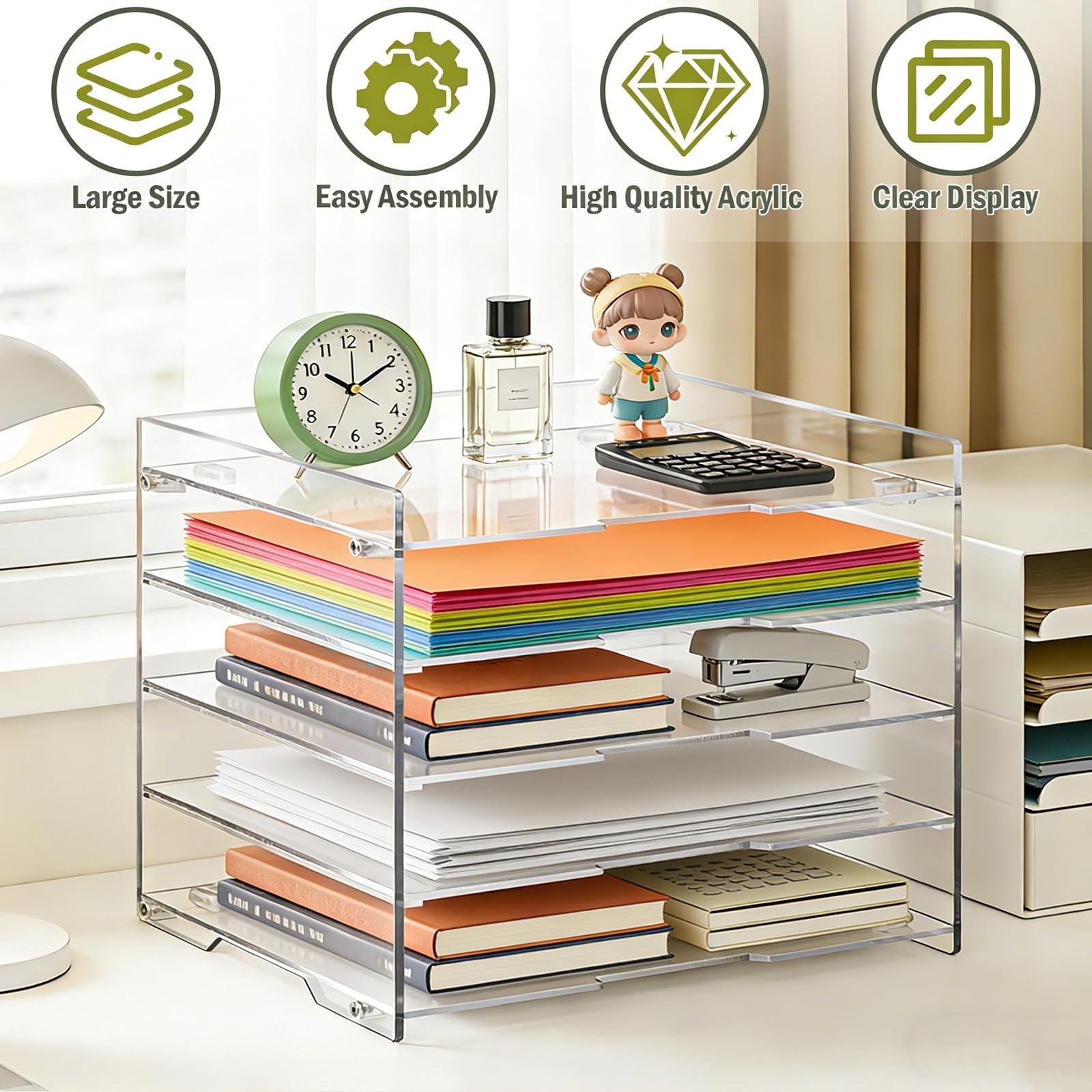KKU 5 Tier Clear 9.4 inches (D) x 10.5 (W) x 13 (H), clear