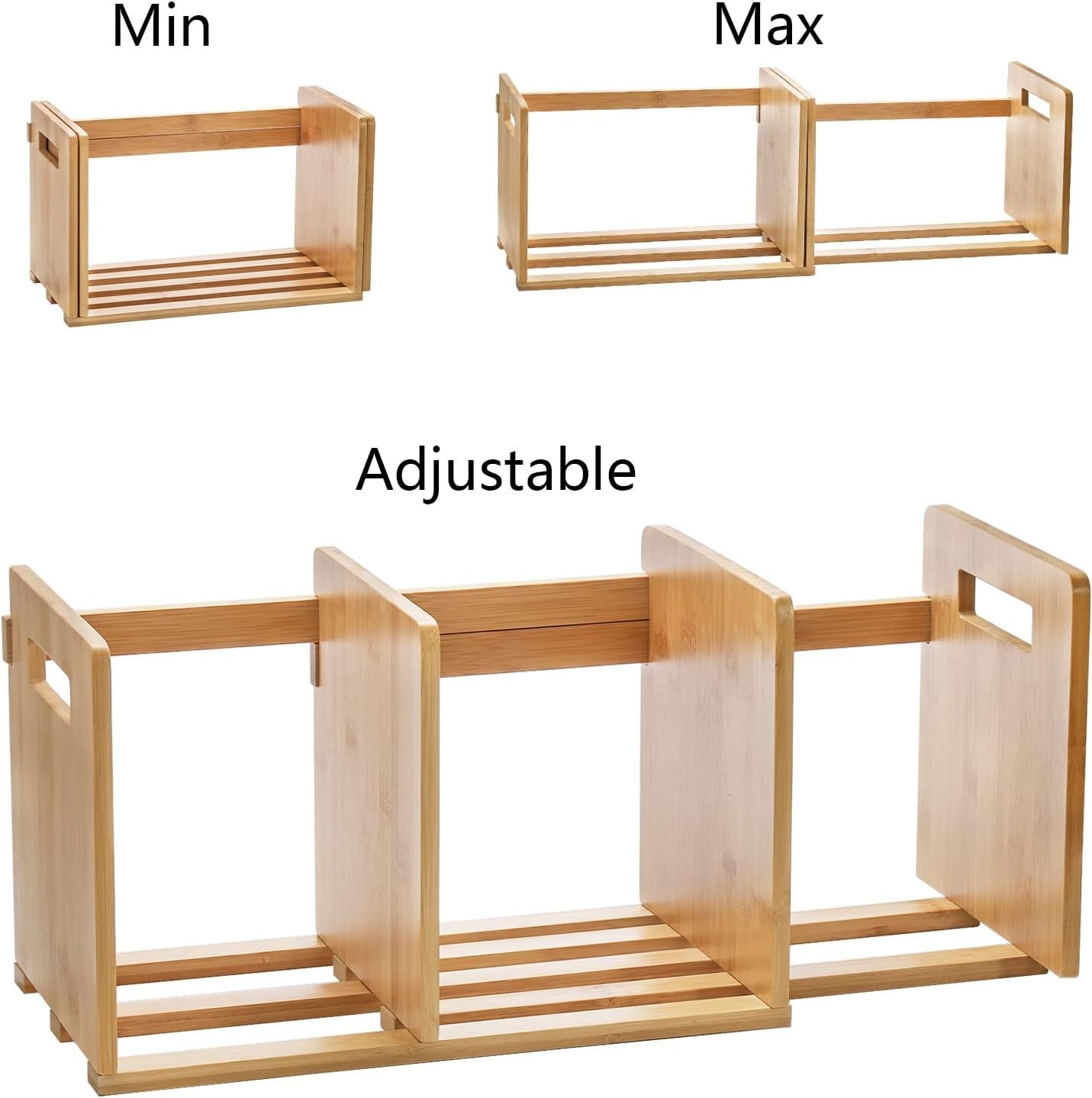 Bamboo Desktop Bookshelf Expandable Desktop Organizer Rack for Office Supplies