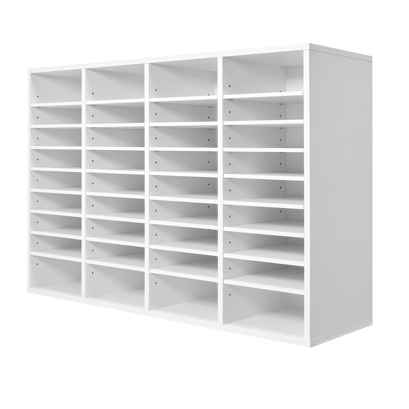 Wooden Literature Organizer 36 Compartments with Adjustable Shelves White