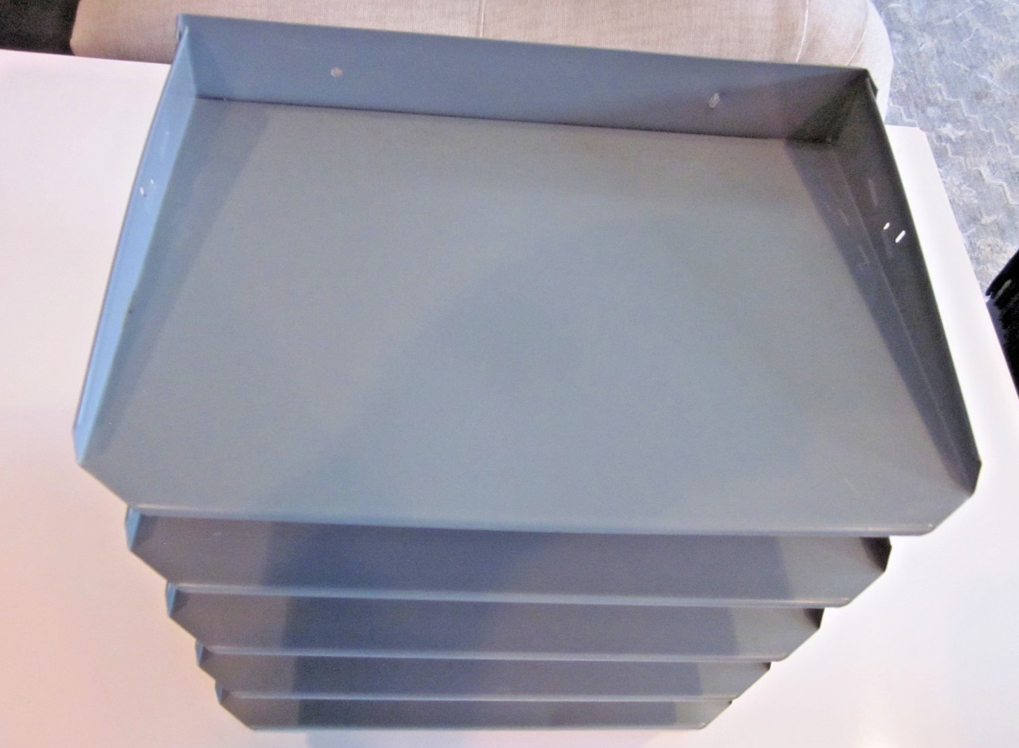 CLEAN GRAY STEEL LIT-NING 5 SHELF DESKTOP PAPER ORGANIZER HUNTLIT – MADE IN USA