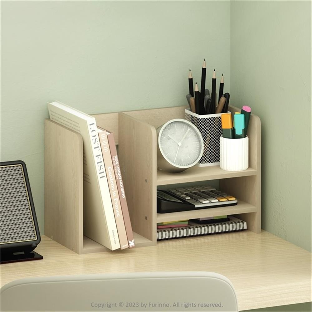 Pemberly Row Wood Desktop Book and Home Office Supplies Storage in Bauhaus Oak