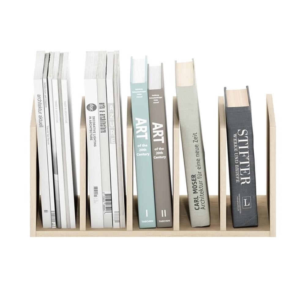 Pemberly Row Office Supplies Desktop Bookshelf Storage in Bauhaus Oak
