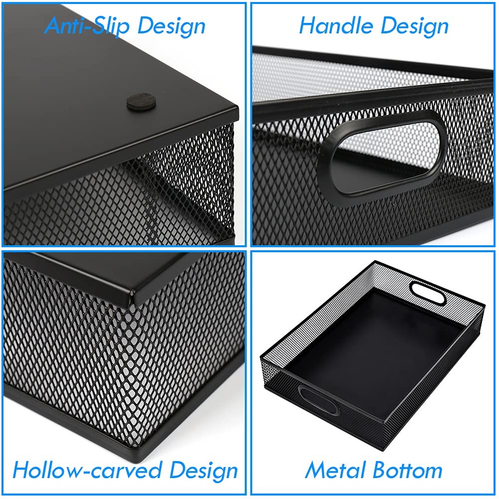 Desk Drawer Organizer A4 Metal Mesh Tray 13×9 Inch Storage Box Office Home