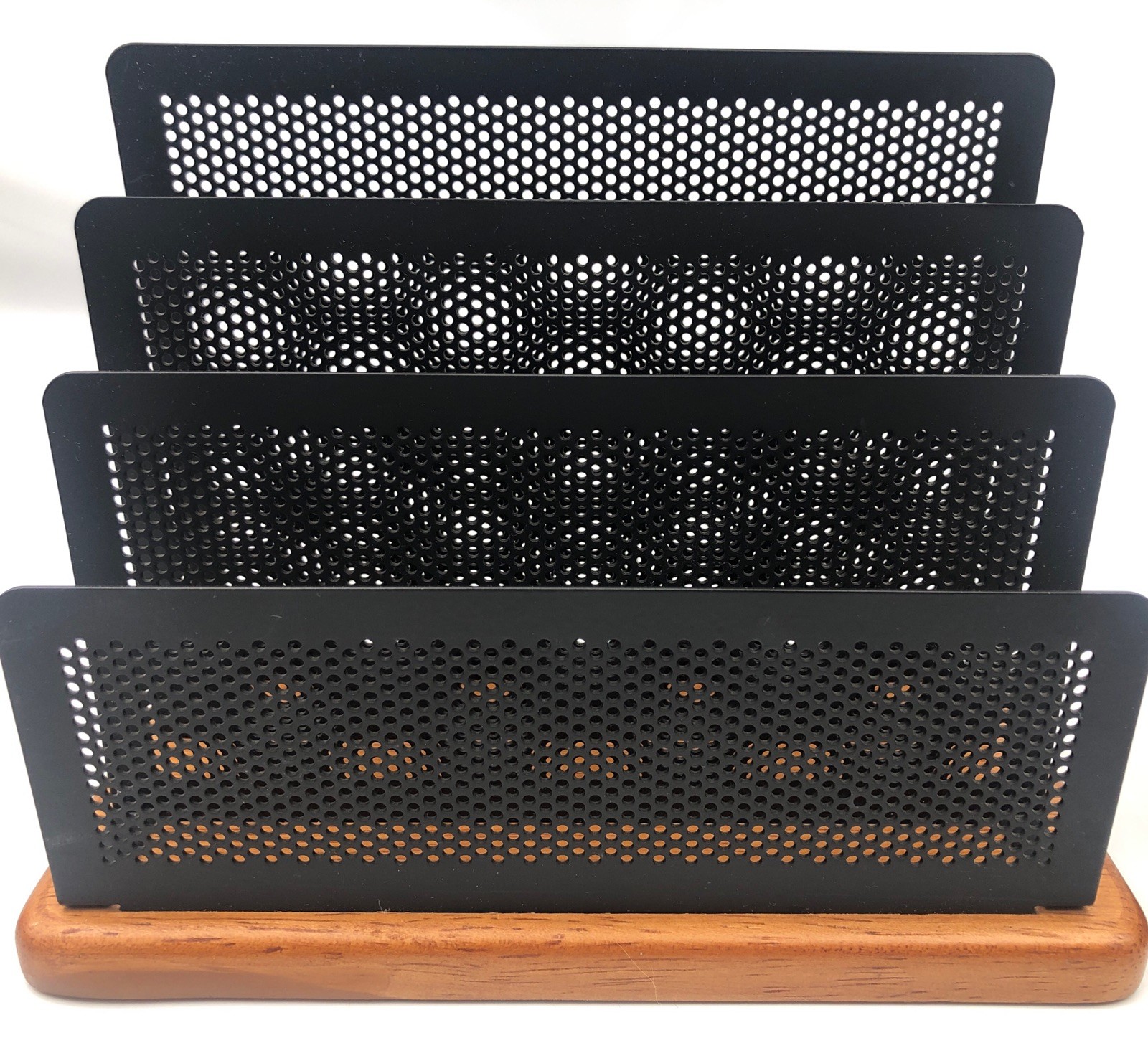 Set Of 4 Metal/Wooden Eldon Desk Organizers Letter/Envelope Holder Pen Cup