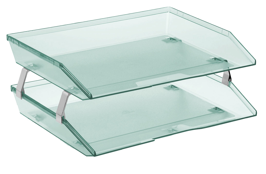 Acrimet Facility 2 Tiers Double Letter Tray (Clear Green Color)