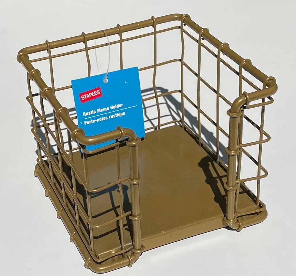 Staples Rustic Heavy Duty Metal Wire Memo Holder Vintage Gold Color