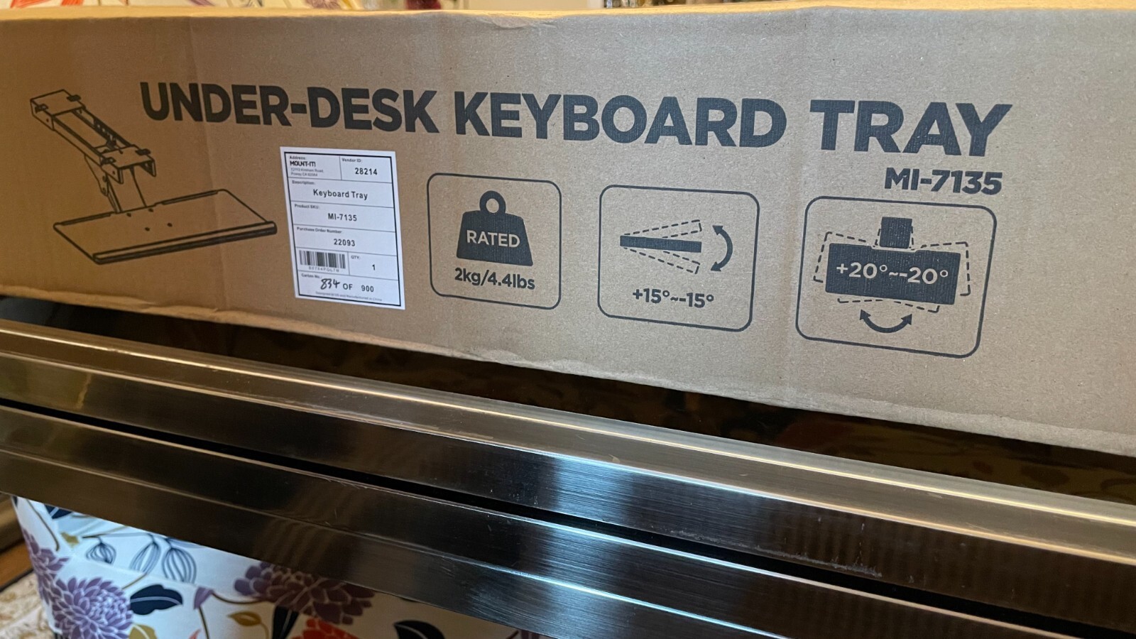 *OPEN BOX* Mount-It! Under Desk Computer Keyboard and Mouse Tray Black (MI-7135)