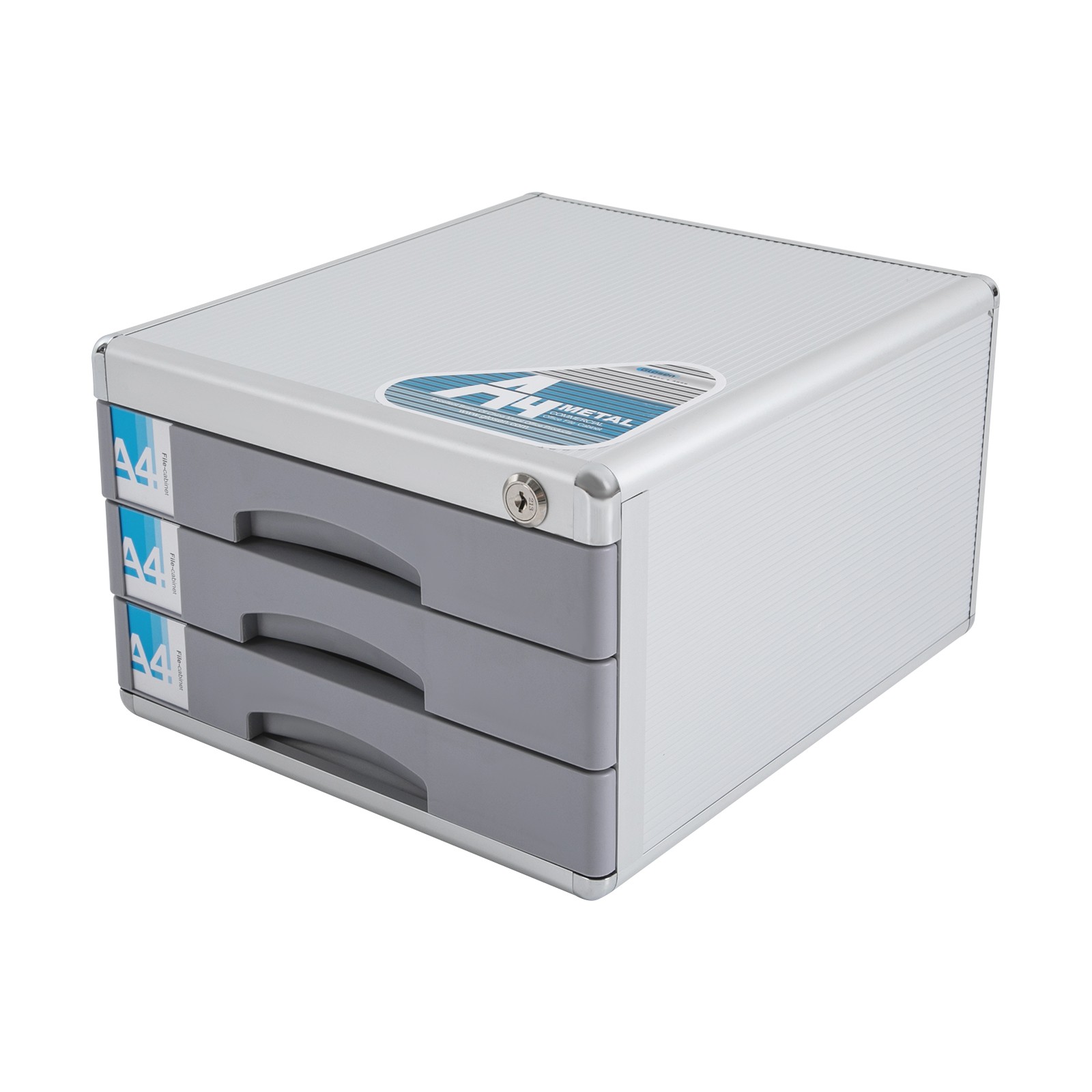 File Box Storage Filing Desk Organizer Locking File Cabinet 3 Drawers for Office