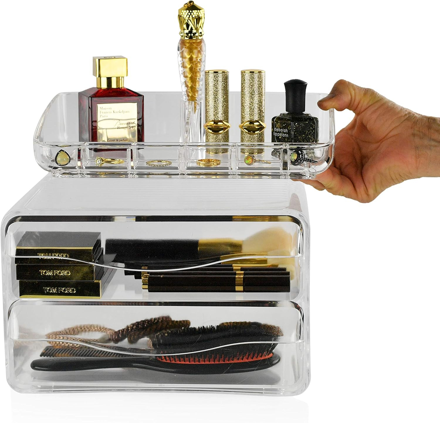 Acrylic 2-Drawer Organizer for Office Supplies or Makeup and Cosmetics