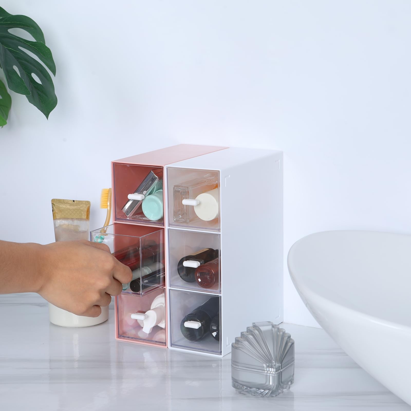 Osteed Desktop Drawers Desk Organizer 6 Drawers Stackable Plastic Storage For