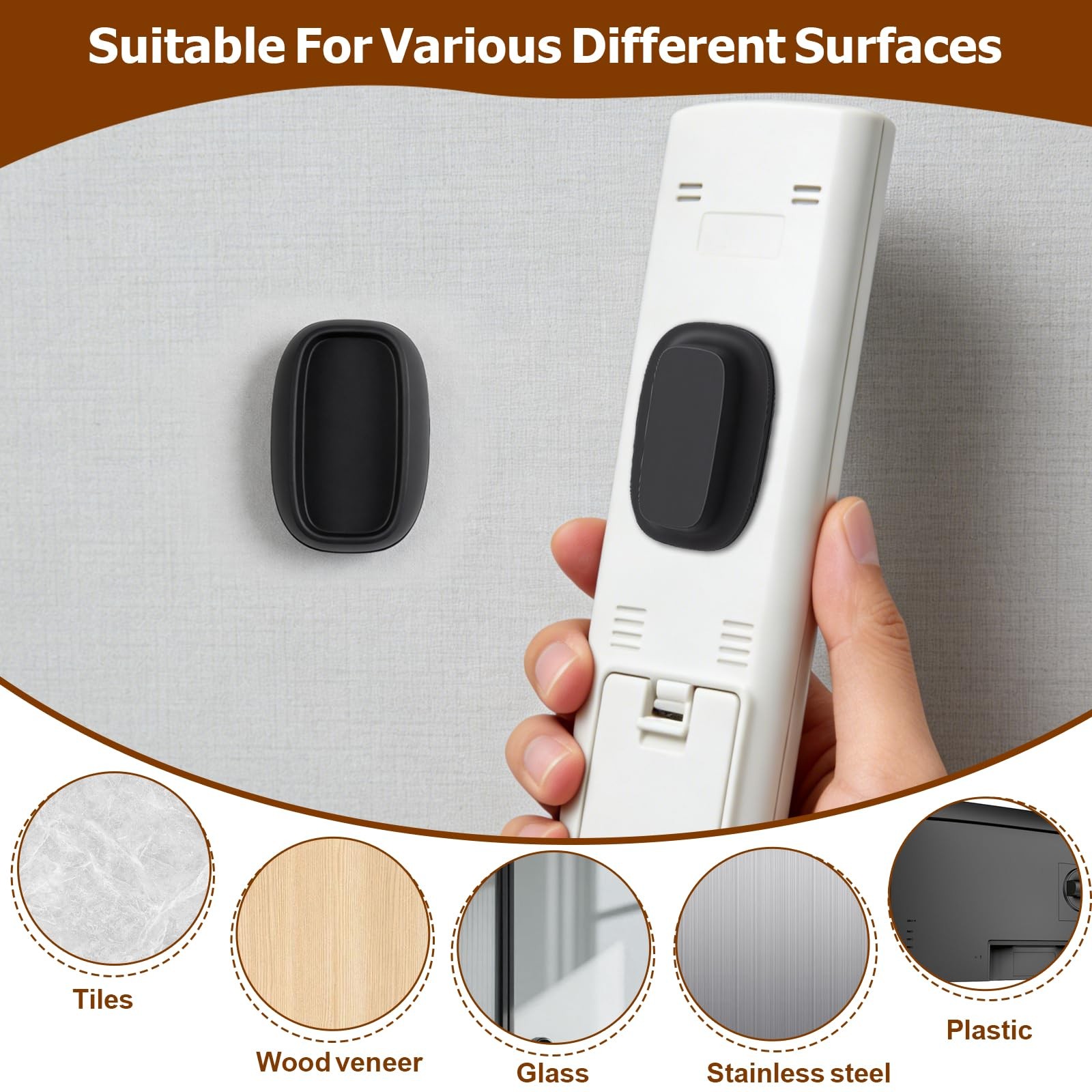 4 Pack Magnetic Remote Control Holder Wall Mount, No Drill Self-Adhesive Orga…