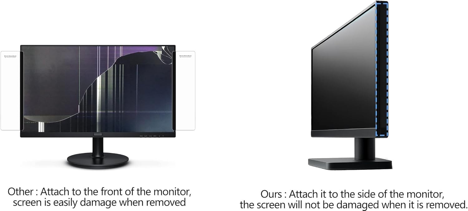 Frameless Monitor Memo Board for No Edge Monitors,Office Desk Accessories Comput