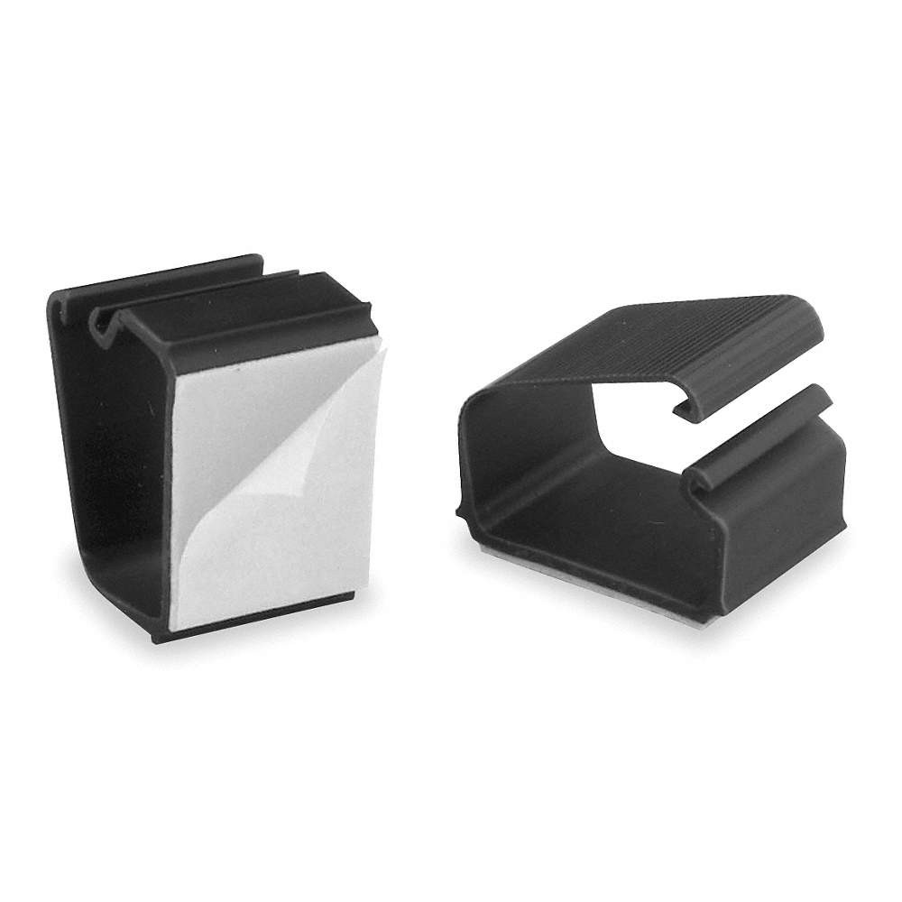 MASTER CASTER 00204 Wire Clips,Wall/Desk,7/8in H,Blk,PK6 1APU2