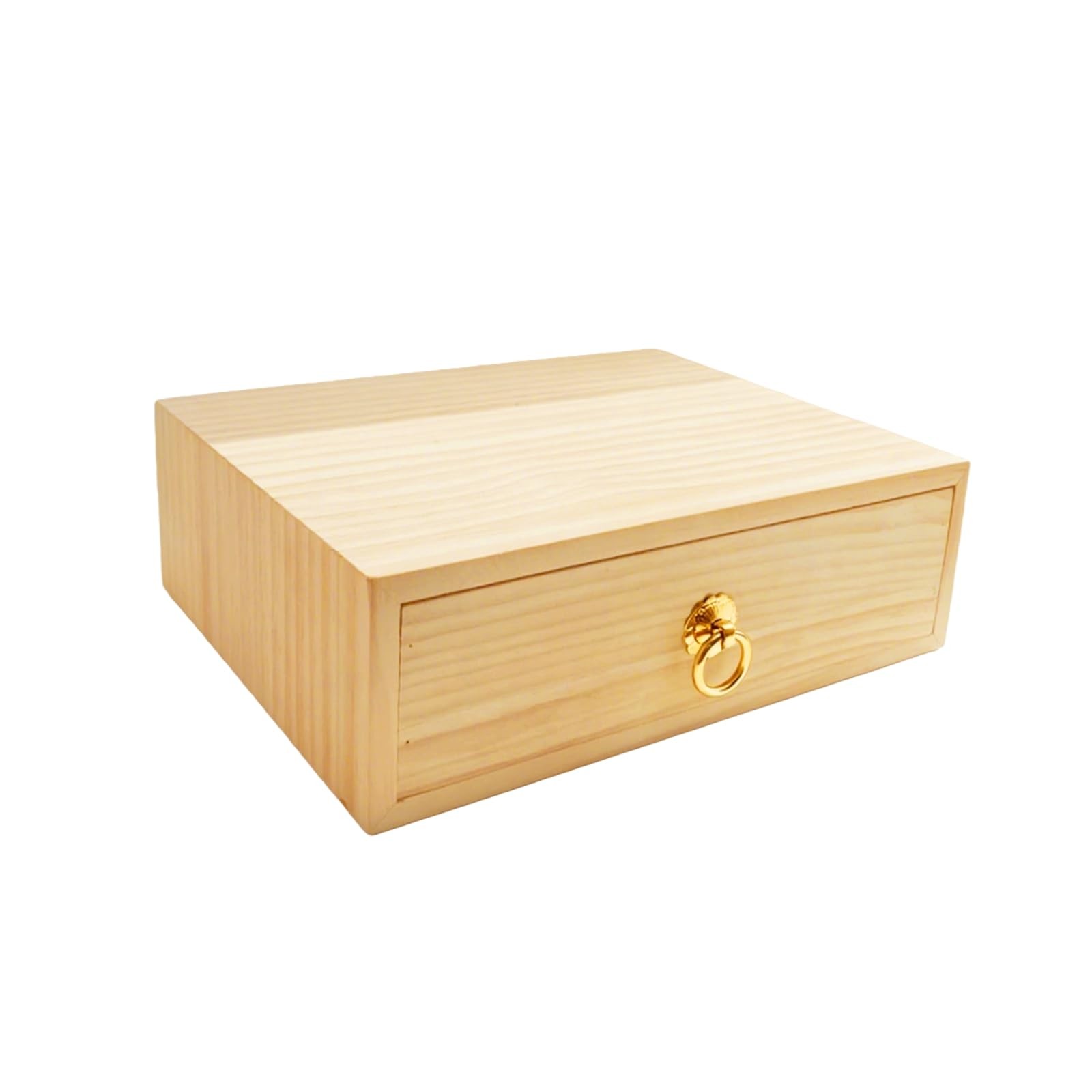 LONG TAO Natural Wooden Storage Box 9.8×7.9×3.1 inches, natural wood color