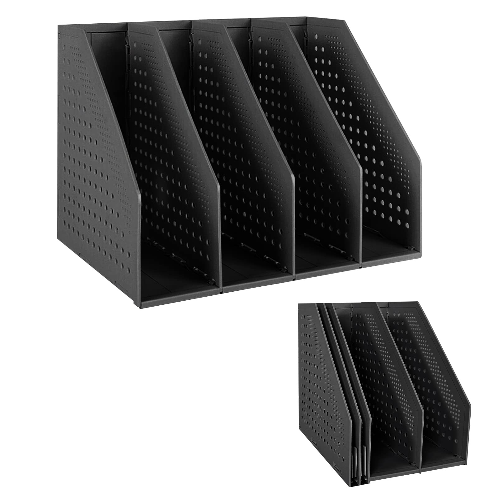 SAYEEC Collapsible Magazine Holder Plastic 1 Pcs, Black (4 Compartments)