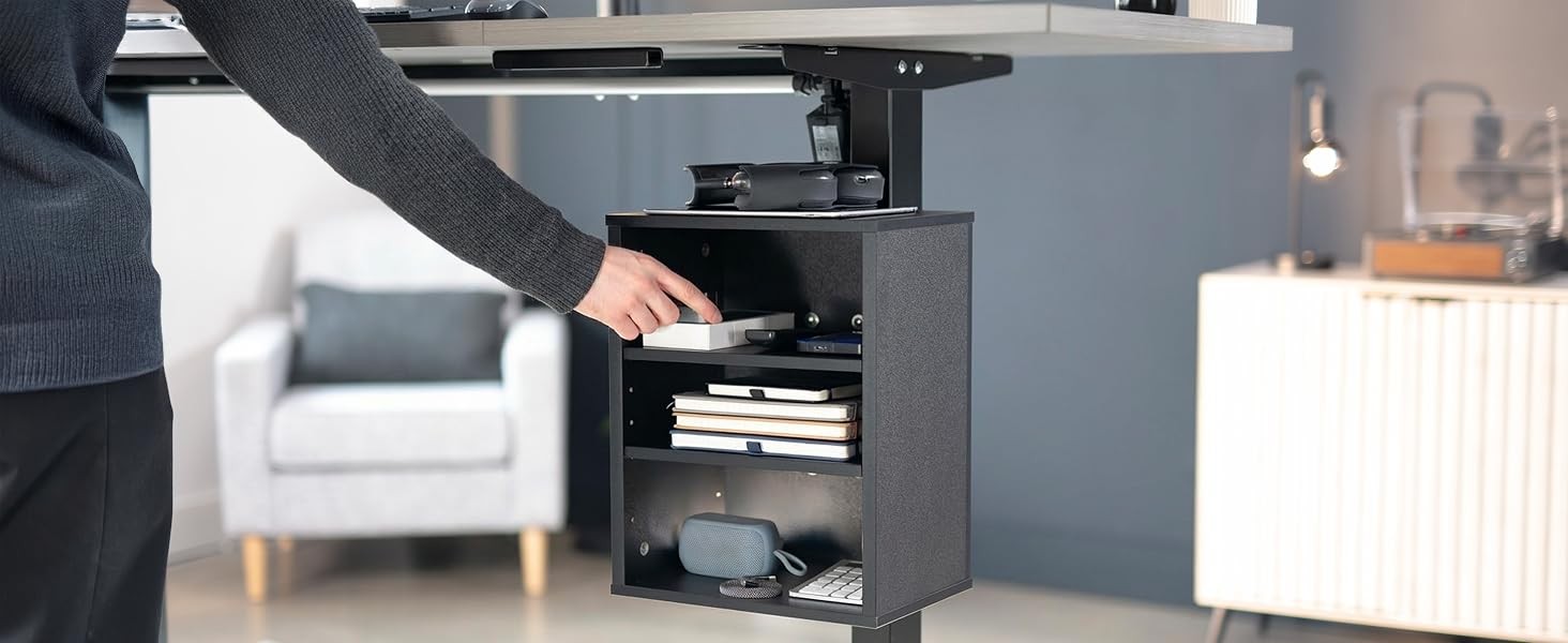 Clamp-on Under Desk Shelving Unit, Office Accessory Holder for Supplies, Gaming