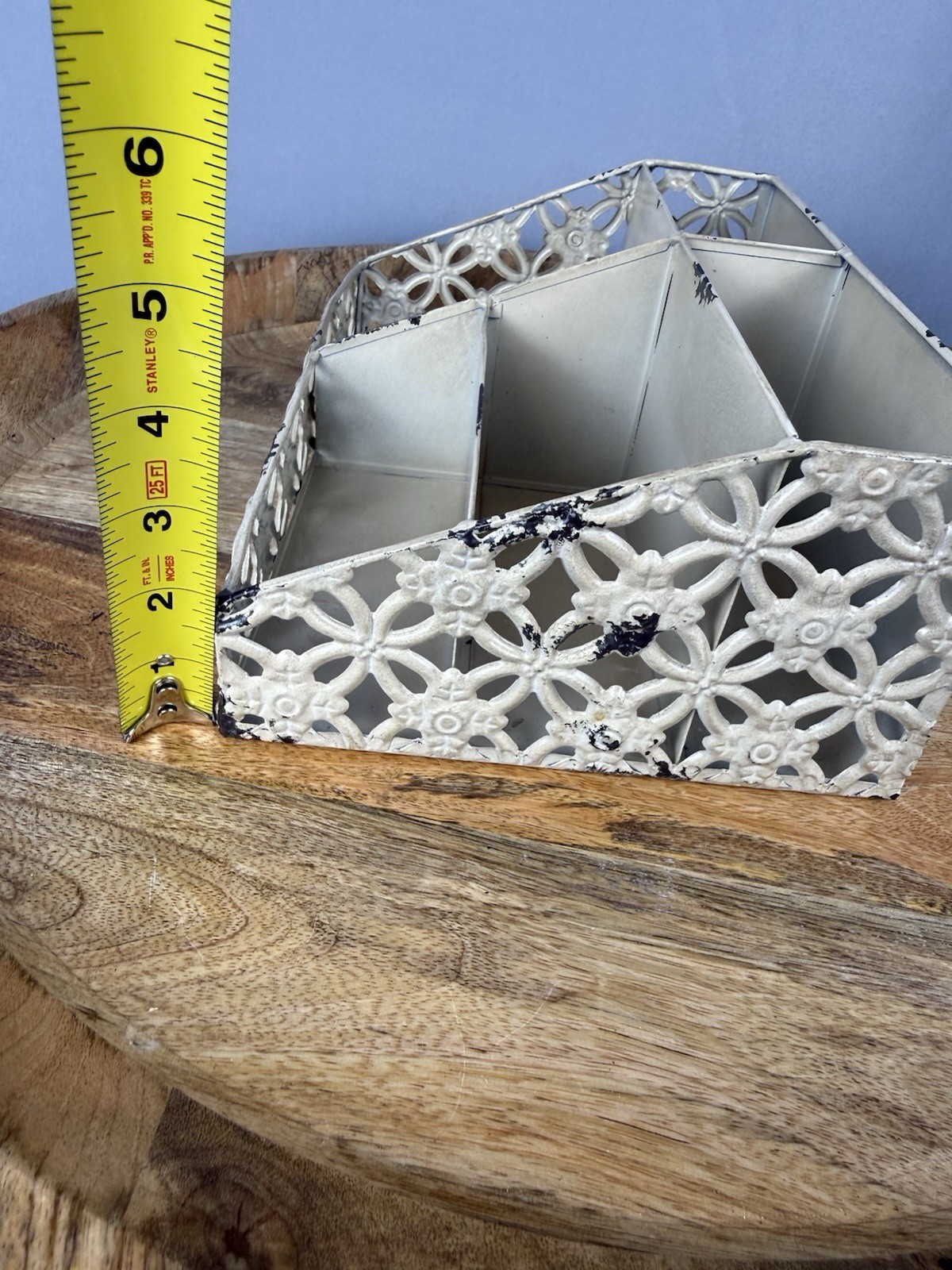 Farmhouse Metal Organizer Mail Sorter Desk Caddy Rustic Distressed