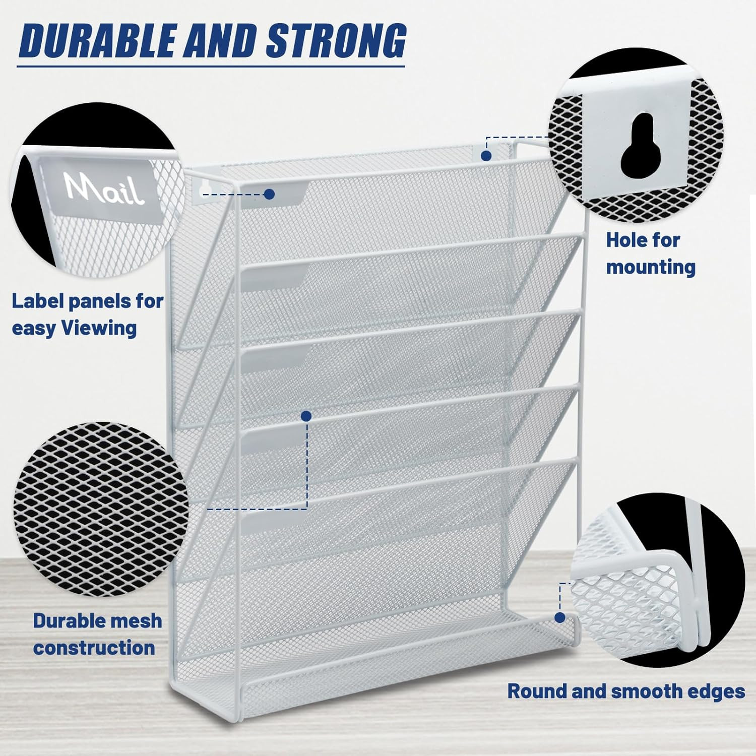 Desk File Organizer Mesh 6-Tier, Hanging Wall Mount Document Organization Stand,