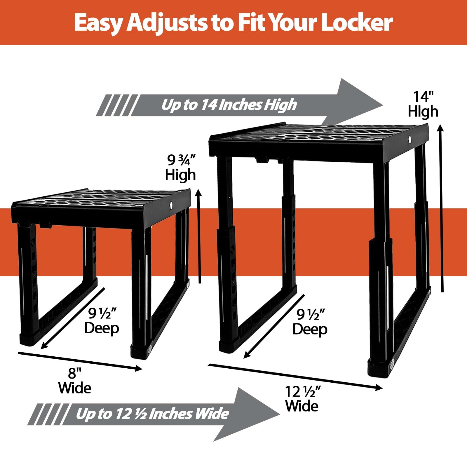 Locker Organizer Shelf， Adjustable Width and Height, Stackable, Ideal Locker …