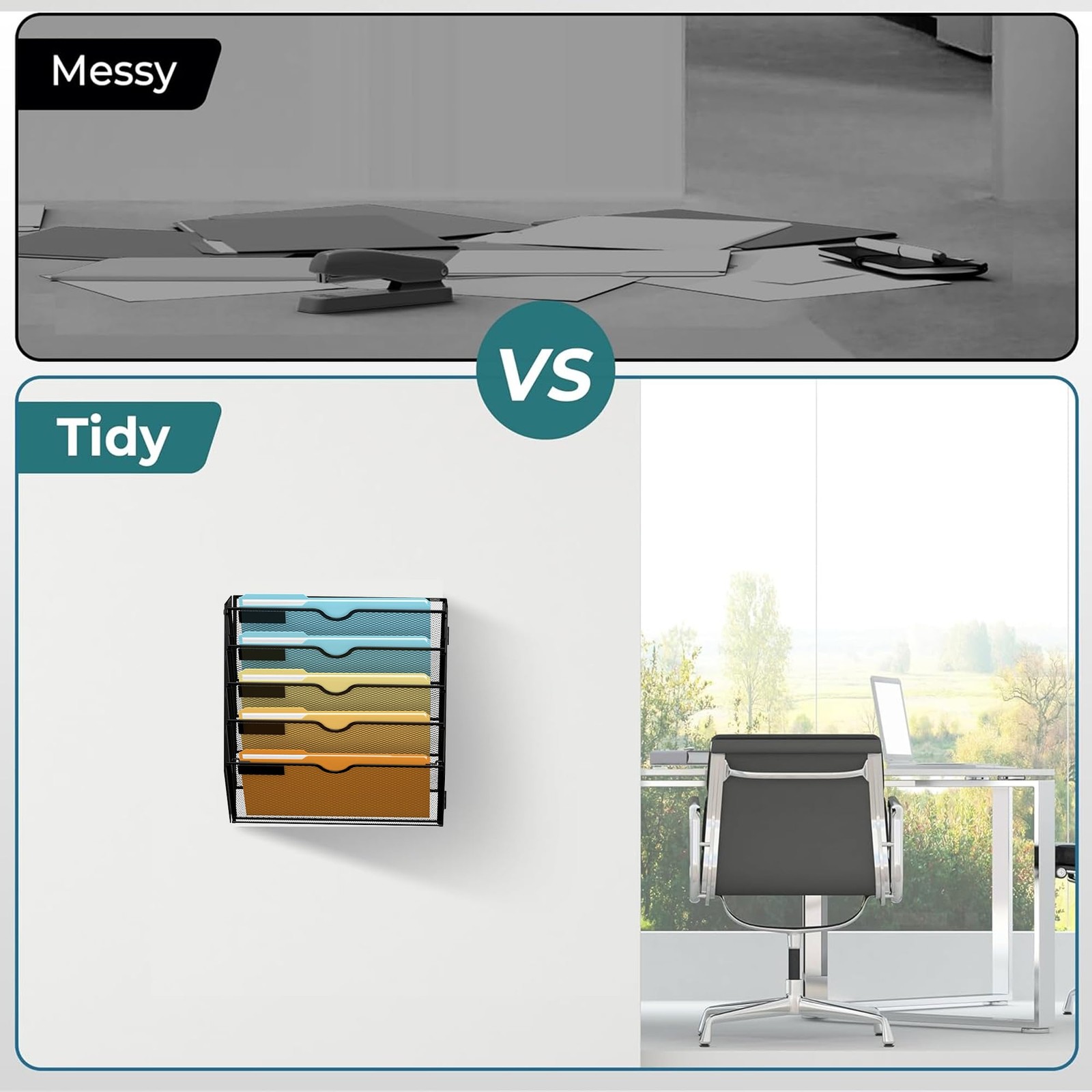 Supeasy 5 Tier Wall File Organizer Hanging Wall Mounted Mail Organizer Label